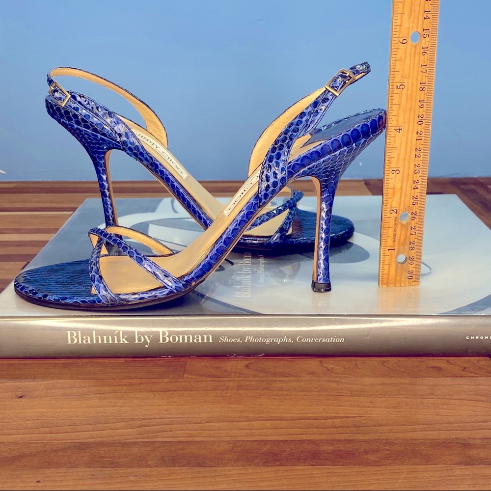 Jimmy Choo Blue Snakeskin Heels - Picture 9 of 10